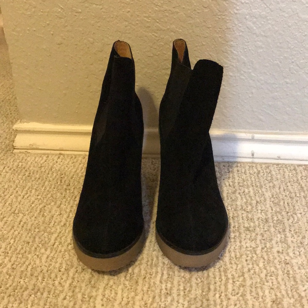 Black suede heeled booties